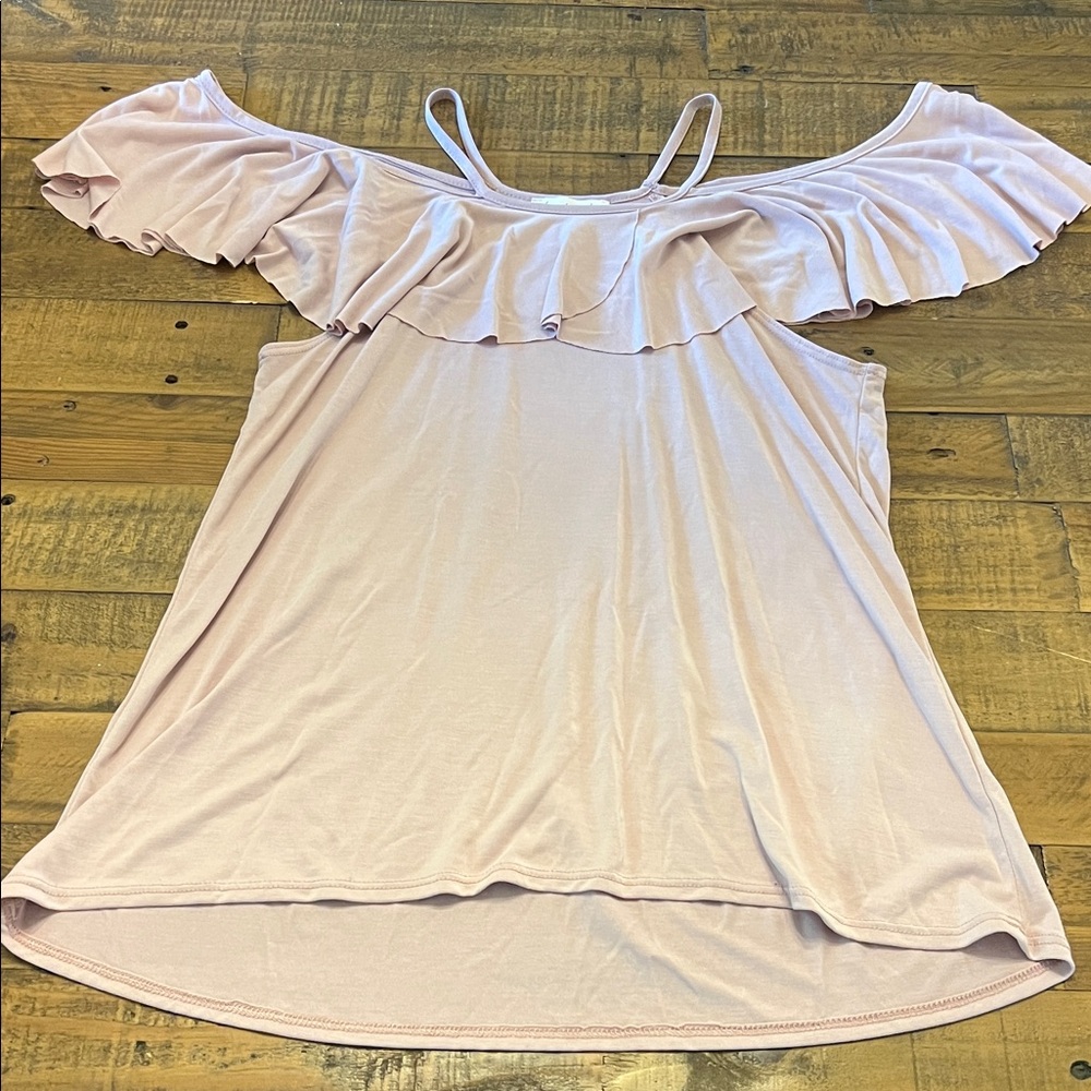 Lavender Field Off-Shoulder Ruffle Blouse in Soft Pink